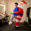 Inflatable Santa Costume with Beard and Hat One-Size Fancy Dress Quick Setup