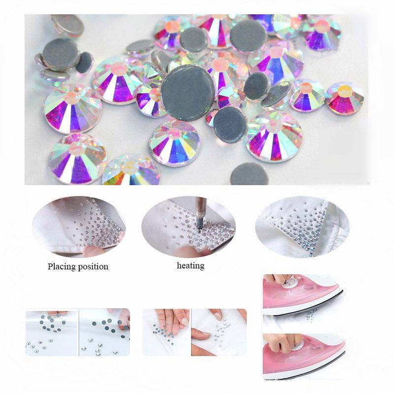 Imitation Austrian Diamond, Even Surface Hot Melt Adhesive Hot Diamond Ab Color Crystal Glass Diy Clothing Rhinestone Decoration