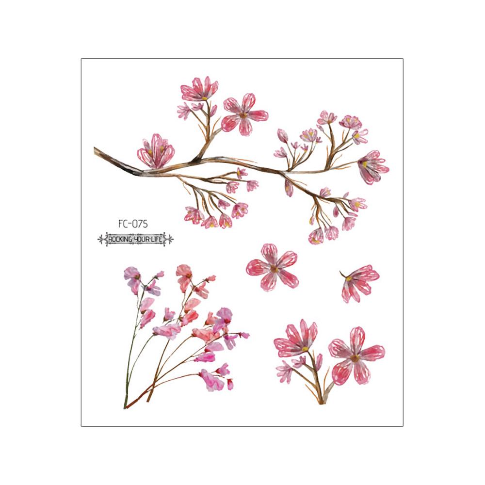 Waterproof Cherry Blossom Tattoo Sticker - Elegant Small Fresh Flower Design for Arm or Collarbone