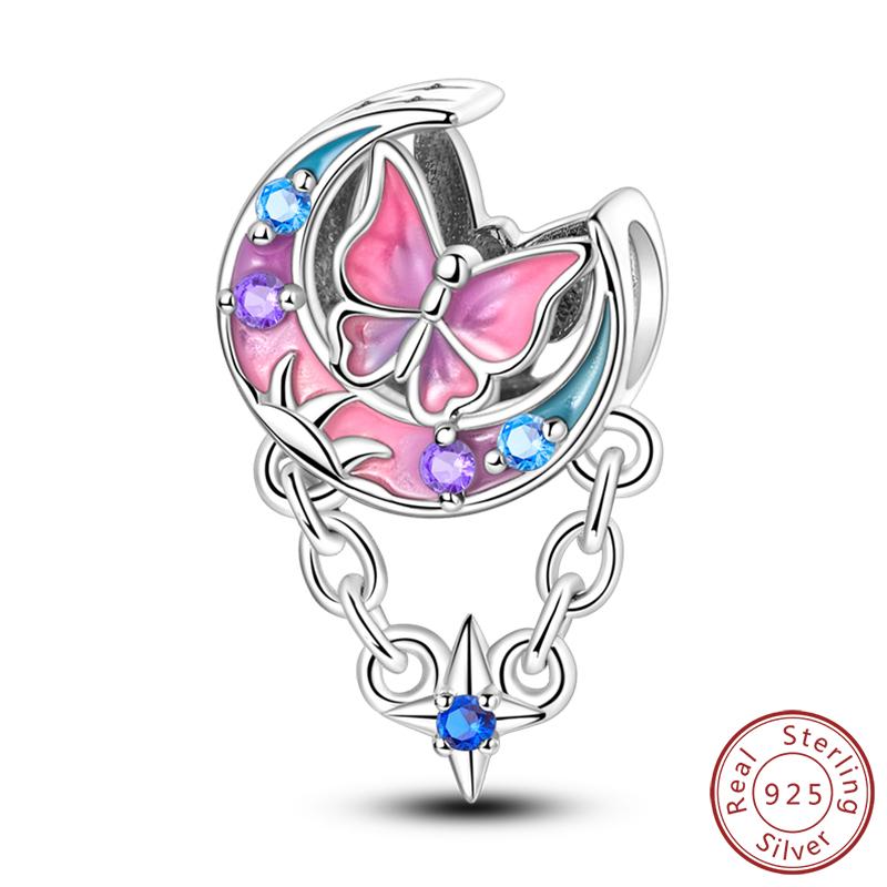 Elegant S925 Silver Butterfly & Dragonfly Multicolor Charms Beads Pendant 3mm DIY Fine Jewelry Making Accessories Gifts