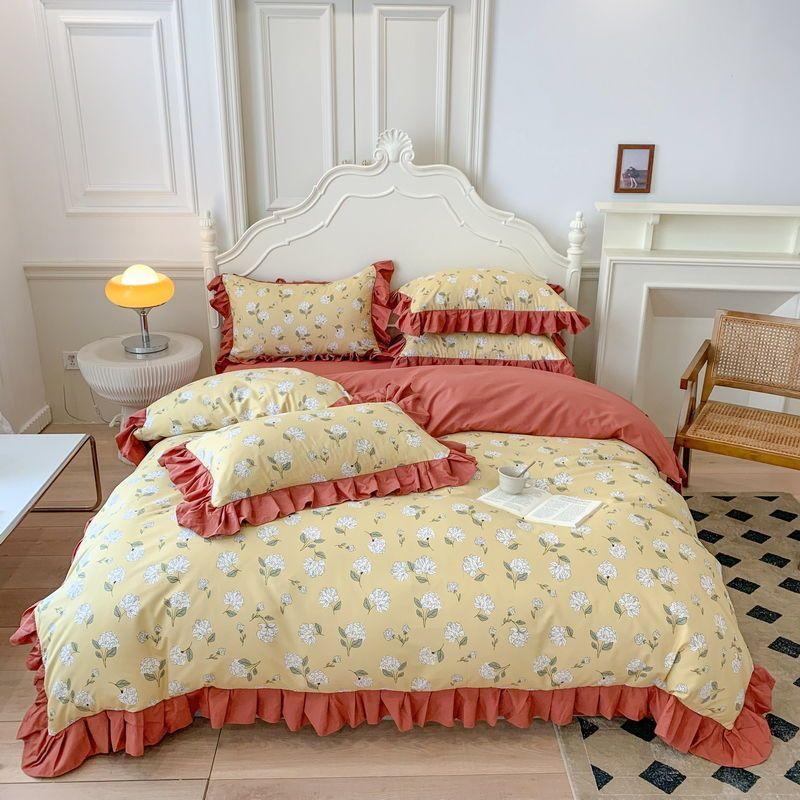 Four Seasons Universal Princess Style Four Piece Set Thickened Girl Heart Lace Bed Sheet Quilt Set Double Bedding