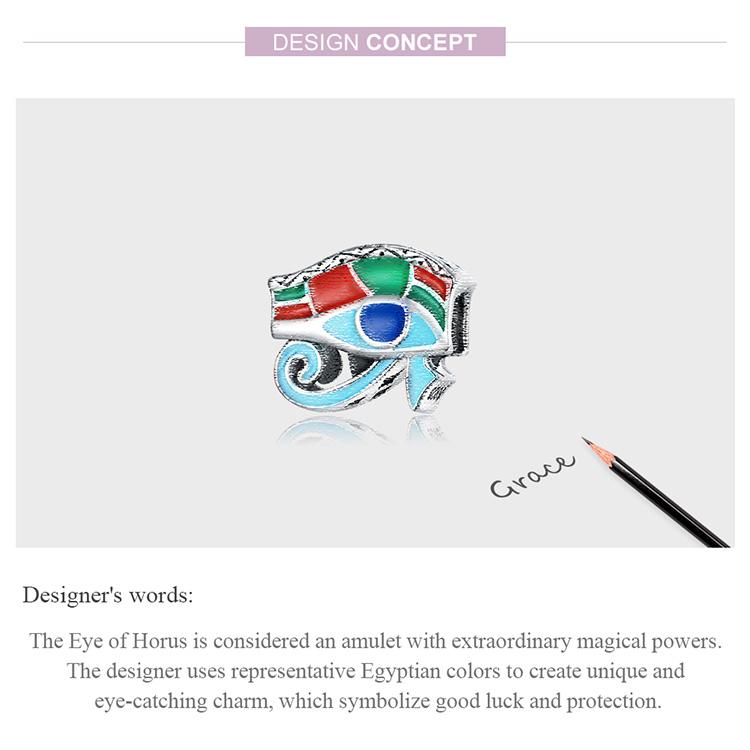 BAMOER New 925 Sterling Silver Colorful Eye of Horus Charm Beads Pendant for Women Fit Original DIY Bracelet Necklace Jewelry