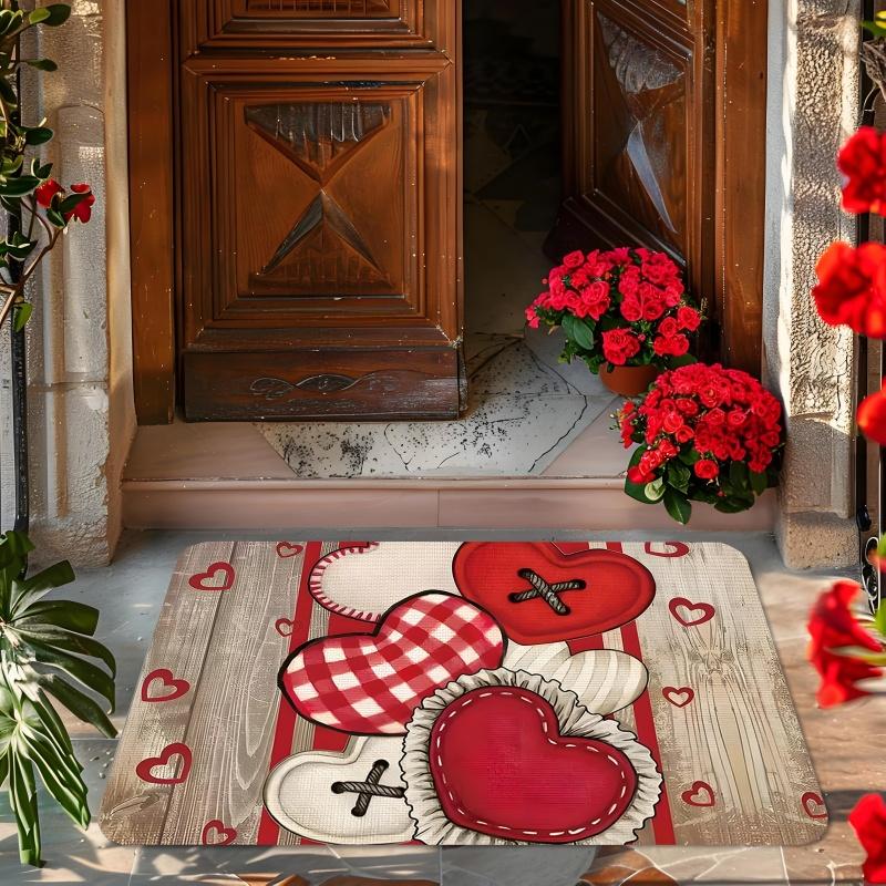 VIKAMA Valentine's Day Entrance Welcome Doormat Heart-Shaped Romantic Room Decoration Soft Comfortable Kitchen Bedroom Rug