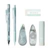 Tombow Pencil MONO X PiT Stationery Set Pastel Glass Blue 6 Piece Set (Mechanical Pencil 0.5mm X 2 Eraser Glue Stick Correction Tape Glue Tape) PCC-64