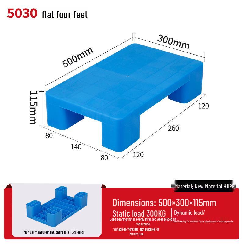 Warehouse Grid Plastic Pallet: Thickened Moisture-Proof Single-Sided Floor Mat for Logistics.