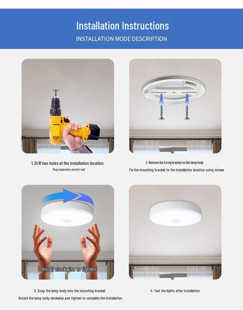 Smart LED Radar Ceiling Light with Motion and Sound Sensor