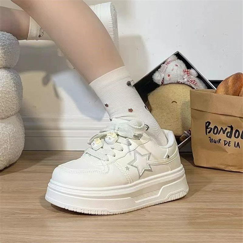 Sports little white shoes women's 2025 spring new soft-soled muffin board shoes versatile thick-soled star-increasing casual shoes women