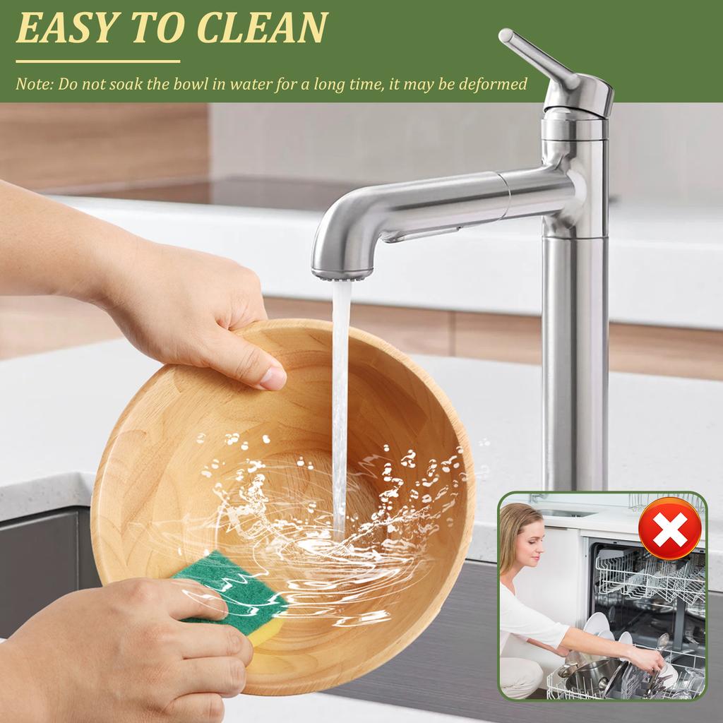 2 Stück Holzsalatschüssel Mehrzweck Holzsalatschüsseln Mittlere und Große Größe Obstschüsseln für Brot Instantnudeln Pasta Früchte