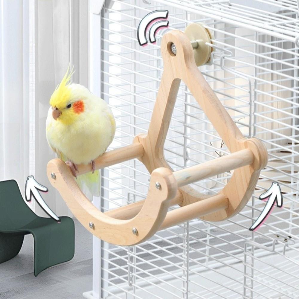 Bissfester Papageienständer Rad Holzschaukel Sitzstange Papageien Trainingsrad Sitzstange Training