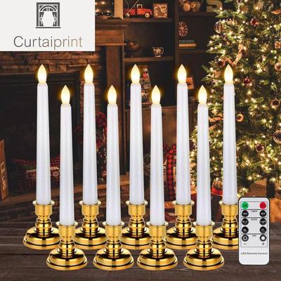 Candela LED con Telecomando Temporizzato e Candeliere, Fiammeggiante, Candele da Finestra Scintillanti, Decorazioni Natalizie, Lampada a Candela