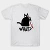 Men Black Print T-shirt Cat What? Murderous Black Cat With Knife No-Cut Transfer Paper Print Cotton Tshirt