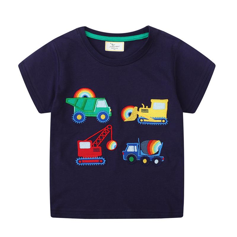 Jumping Meters 2-7T Boys T Shirts for Summer Cotton Cartoon Elephants Embroidery Toddler Kids Tees Baby Tops Clothes 2T