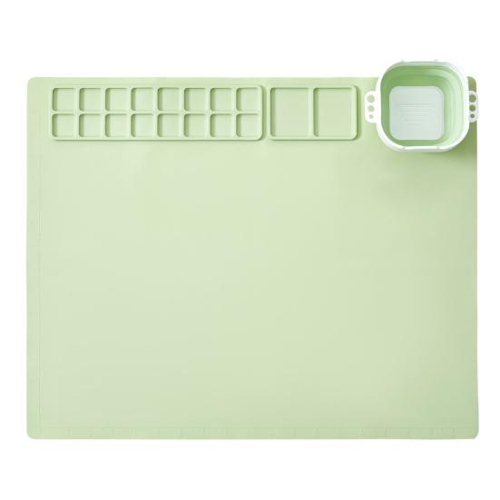 

Силиконовый коврик для творчества со складной чашкой и антипригарной поверхностью, простой в уходе, портативный, складной коврик для рисования своими руками, силиконовый зелёный