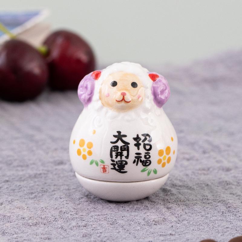 Ceramic Maneki Neko Home Decor Lucky Cat Tumbler Feng Shui Ceramic Fortune Cat Statue Room Decor Accessories Office Decoration