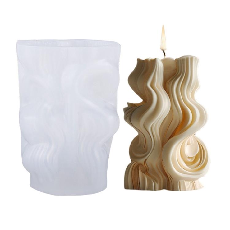 Waved Pillar Silicone Molds Plasters Molds Spirals Flower Shape Candle Molds Ornament Epoxy Resin Molds Casting Molds