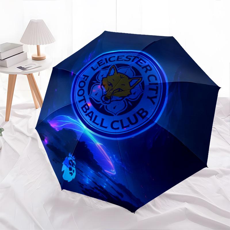 Leicester City FC Pattern, Automatic Folding Umbrella, Portable and Foldable Design, 8 Ribs, a Christmas or Birthday Gift.