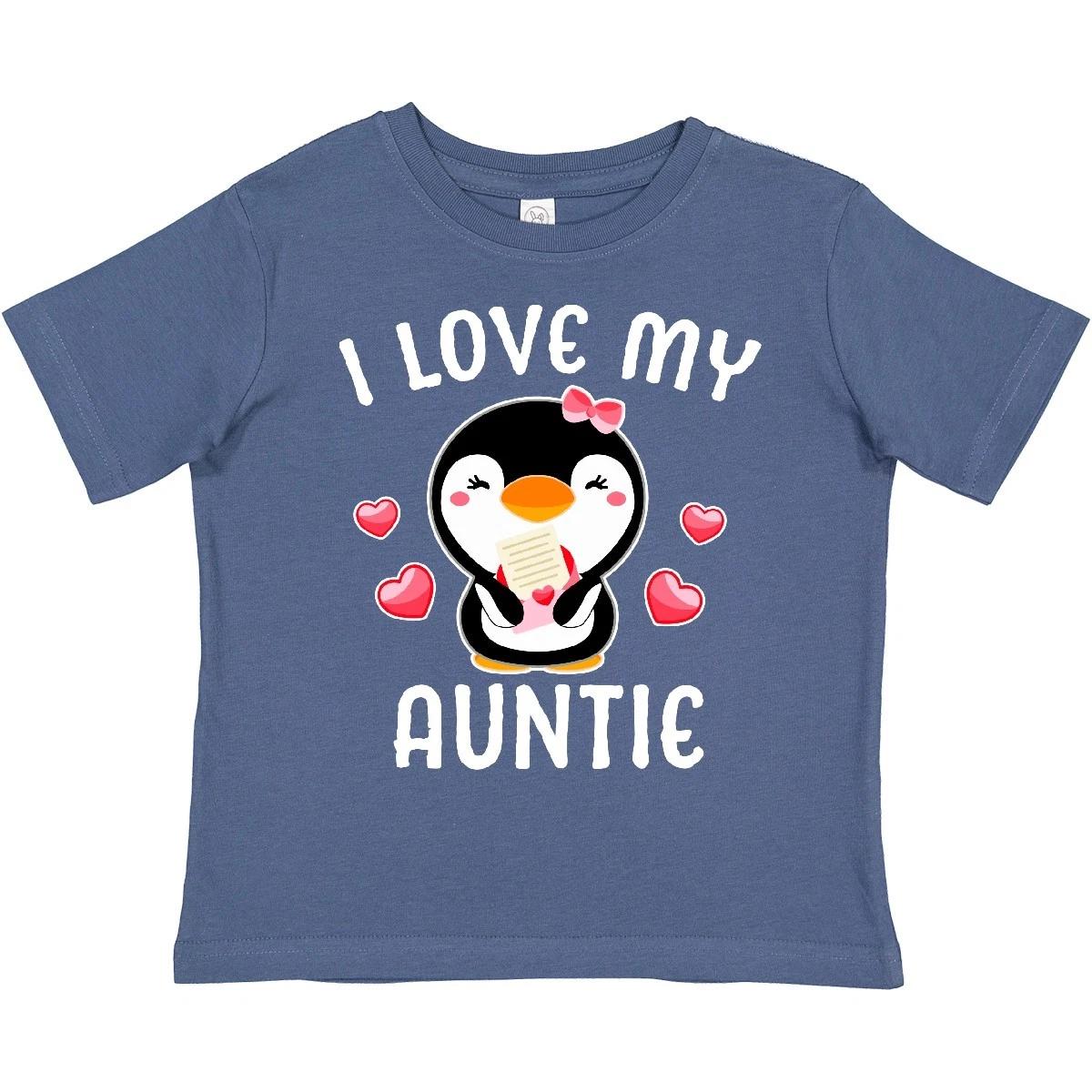 Inktastic I Love My Auntie With Cute Penguin And Hearts Toddler T-Shirt Day Kids 150