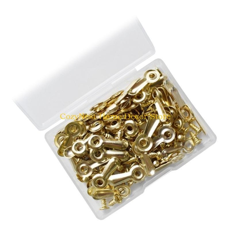 92MF Set of 100 Metal Pictures Frame Hangers Fasteners Screws for Attaching Paintings