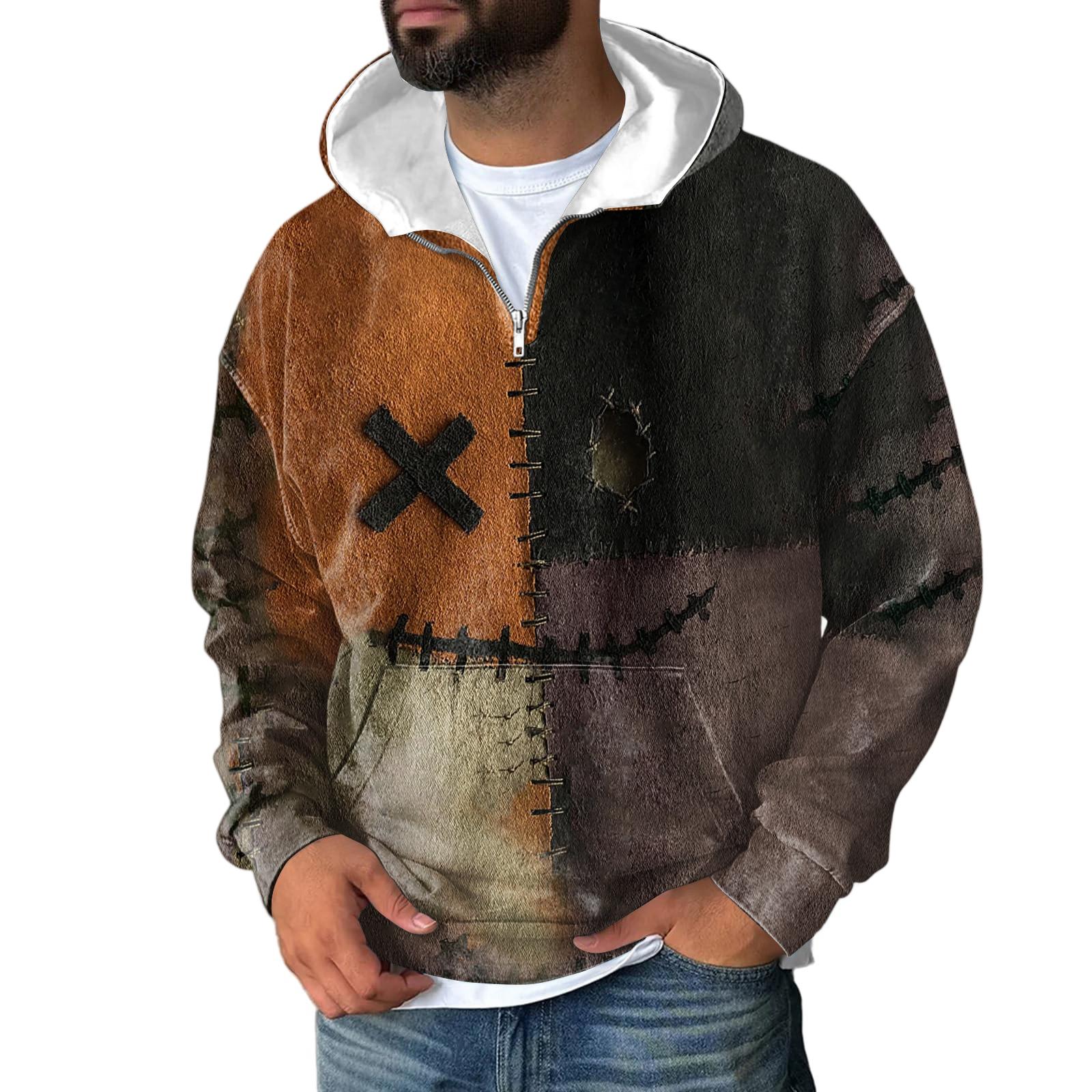 Men Zipper With Pockets Vintage Hoodies Casual Sweatshirts Lightweight L 2386₽