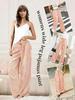 European Plaid Women's Wide-Leg Elastic High-Waist Pajama Pants with Drawstring