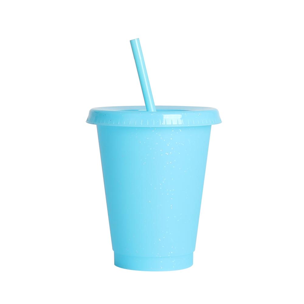 reusable 473ml 480ml 500ml 16oz plastic glitter cup glitter tumbler with lid and straw 401-500ml