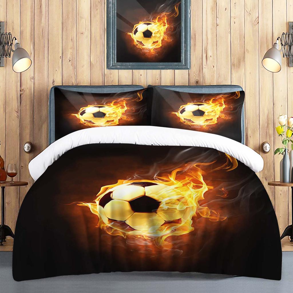 Football Duvet Cover Set Comforte Printed Cartoon Twin Size Bedding Sets Christmas Gifts 3-piece