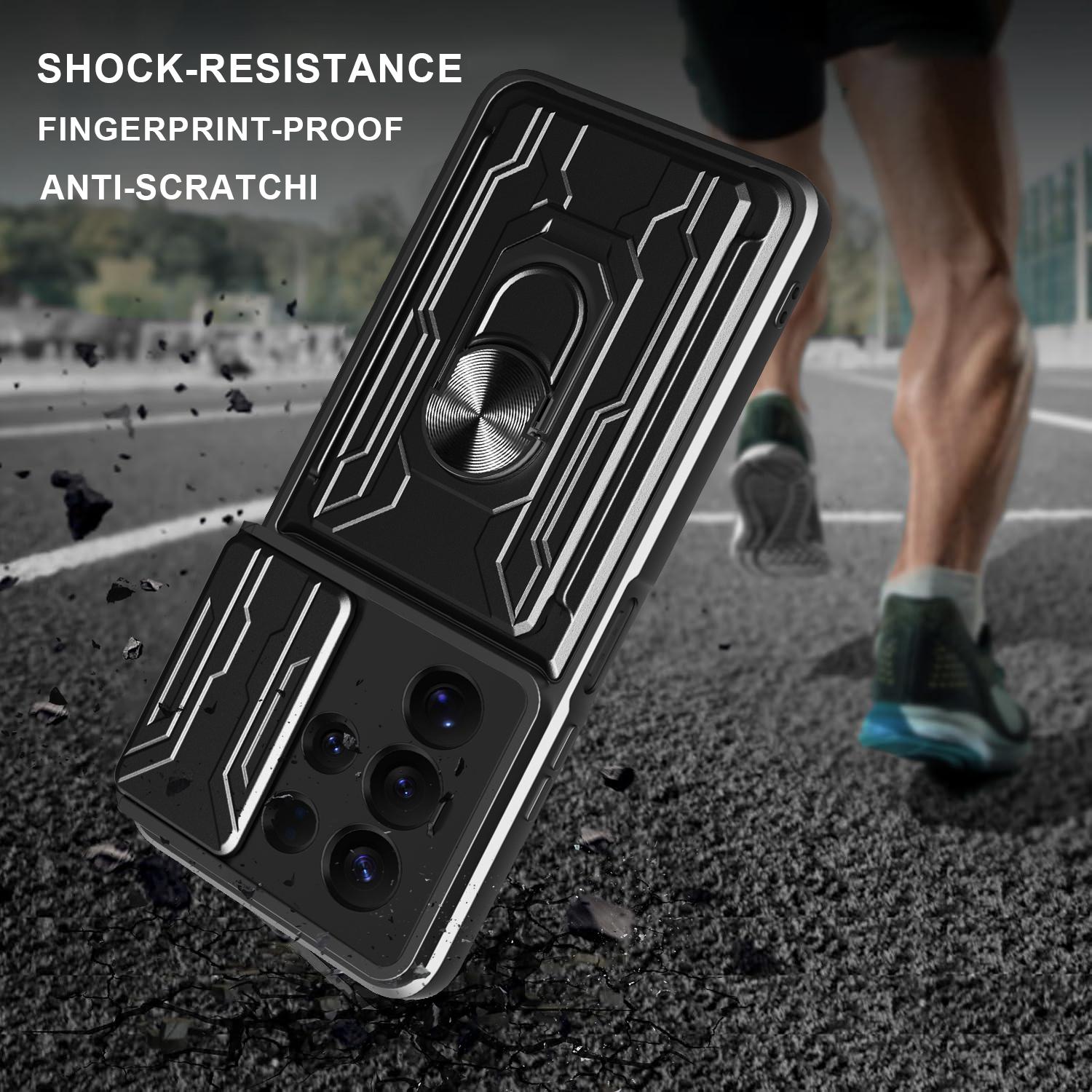 

For Samsung Galaxy S25 Ultra Case PC+TPU Kickstand Phone Back Cover with Camera Slider Rose Gold