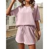 round Neck T-shirt Loose Shorts Set Pure Color Crew Neck T-shirt Loose Shorts Suit