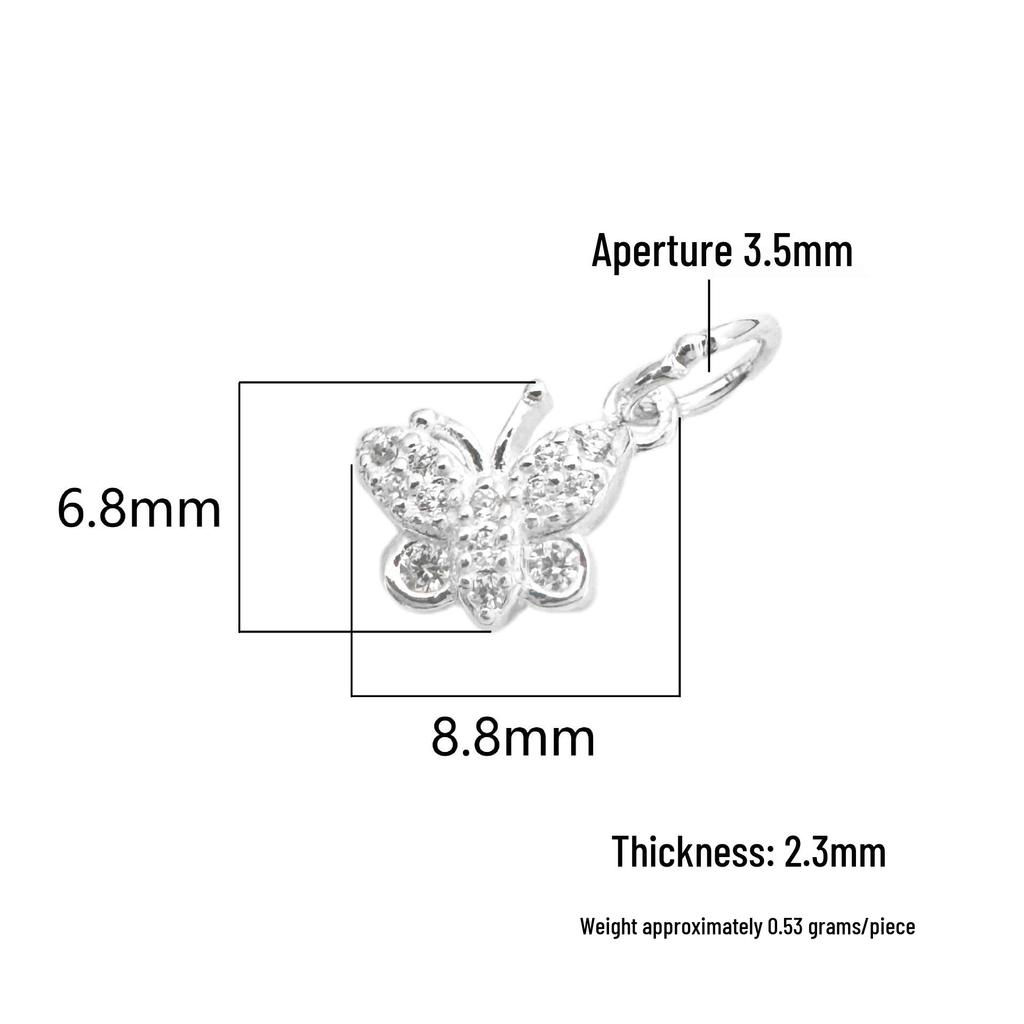 S999 Sterling Silver Butterfly Diamond Pendant Charm for DIY Crystal Bracelet & Necklace Beading.