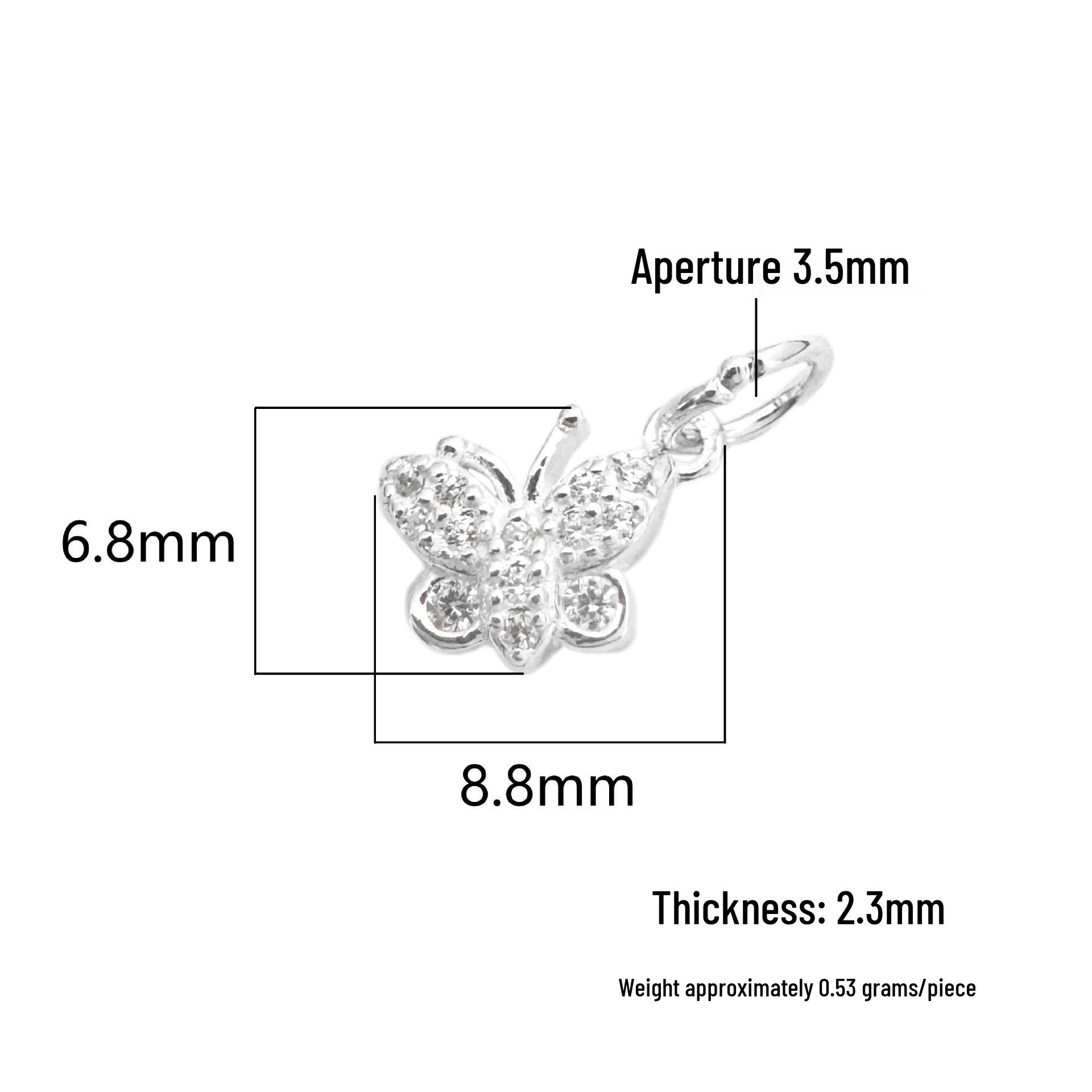 S999 Sterling Silver Butterfly Diamond Pendant Charm for DIY Crystal Bracelet Necklace Beading. 999 Pure Silver серебряный