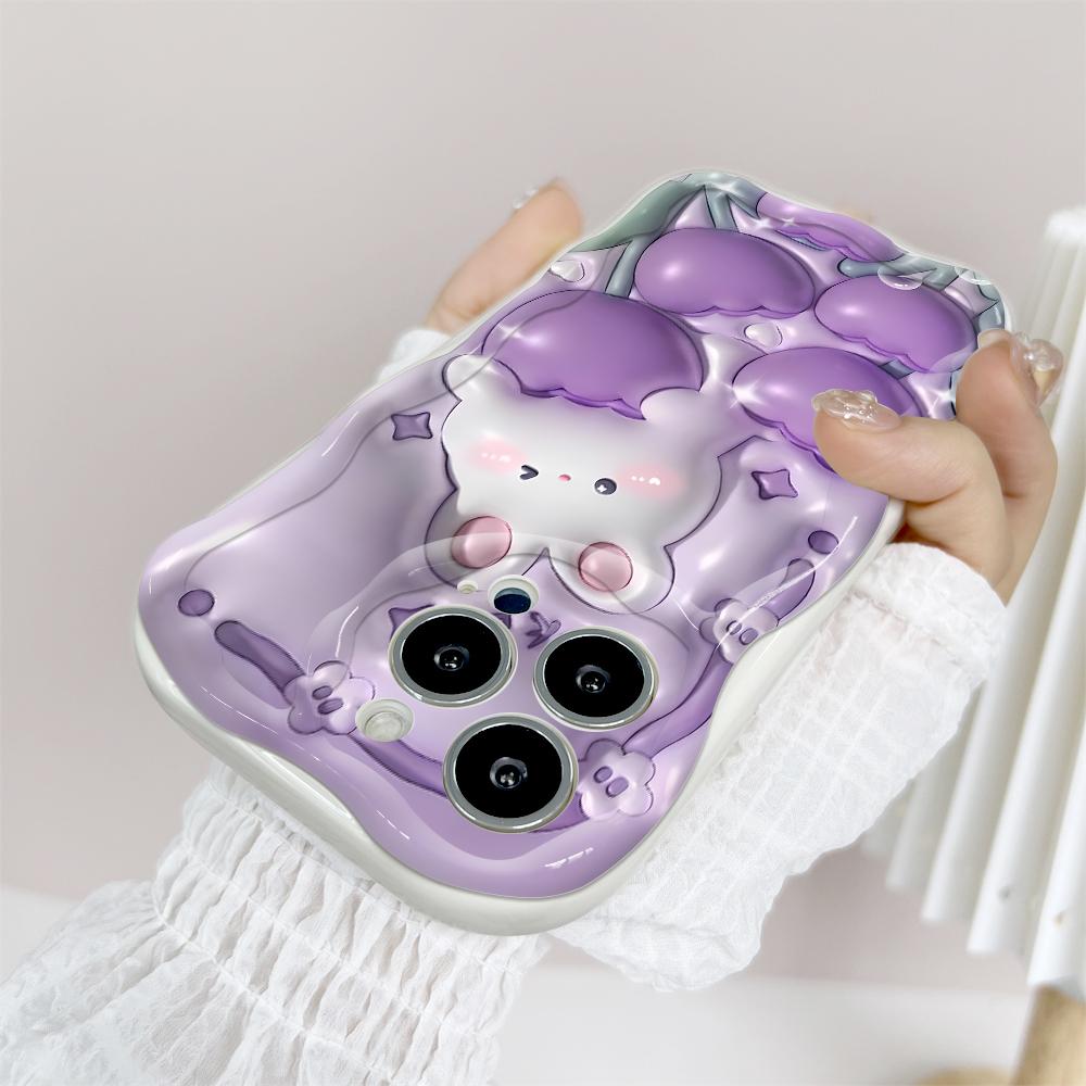 Kreslený vzor krémová textura pouzdro vlnitý okraj měkký silikonový kryt pouzdro na telefon pro iPhone Samsung Huawei Honor Xiaomi Redmi Infinix Tecno