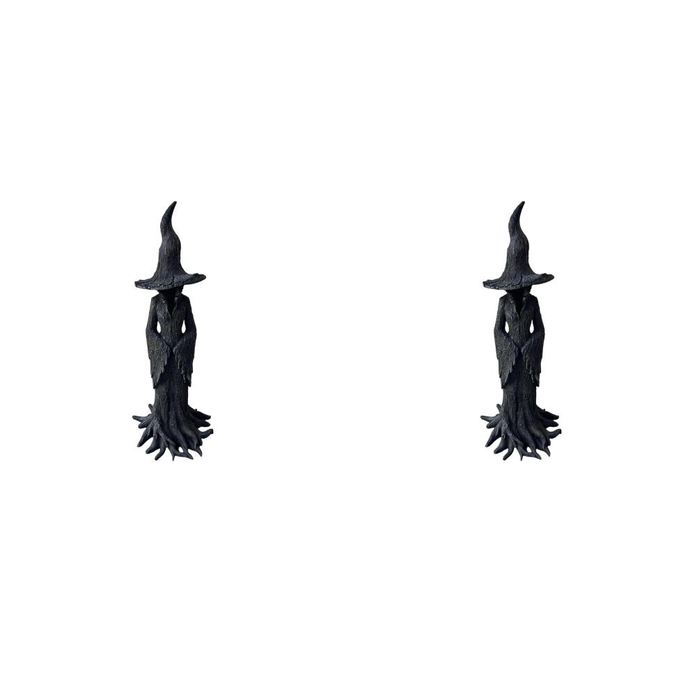 Cracker Barrel Witch Statue Multi-Purpose Halloween Resin Figurine Dark Fantasy Ornament for Desktop Decor Craft