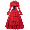 Women Halloween Medieval Dress Traditional Renaissance Gothic Corset Dress Long Sleeve Ruffle Long Dress Cosplay Costume Vestido