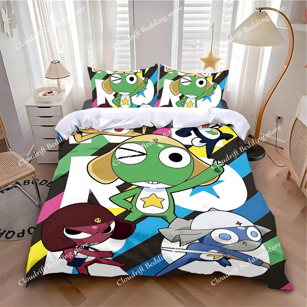 Housse de couette taie d'oreiller parure de lit Grenouille Sergent Chaude Décoration Chambre Adulte Garçon Fille Enfants Simple Double Grande Taille