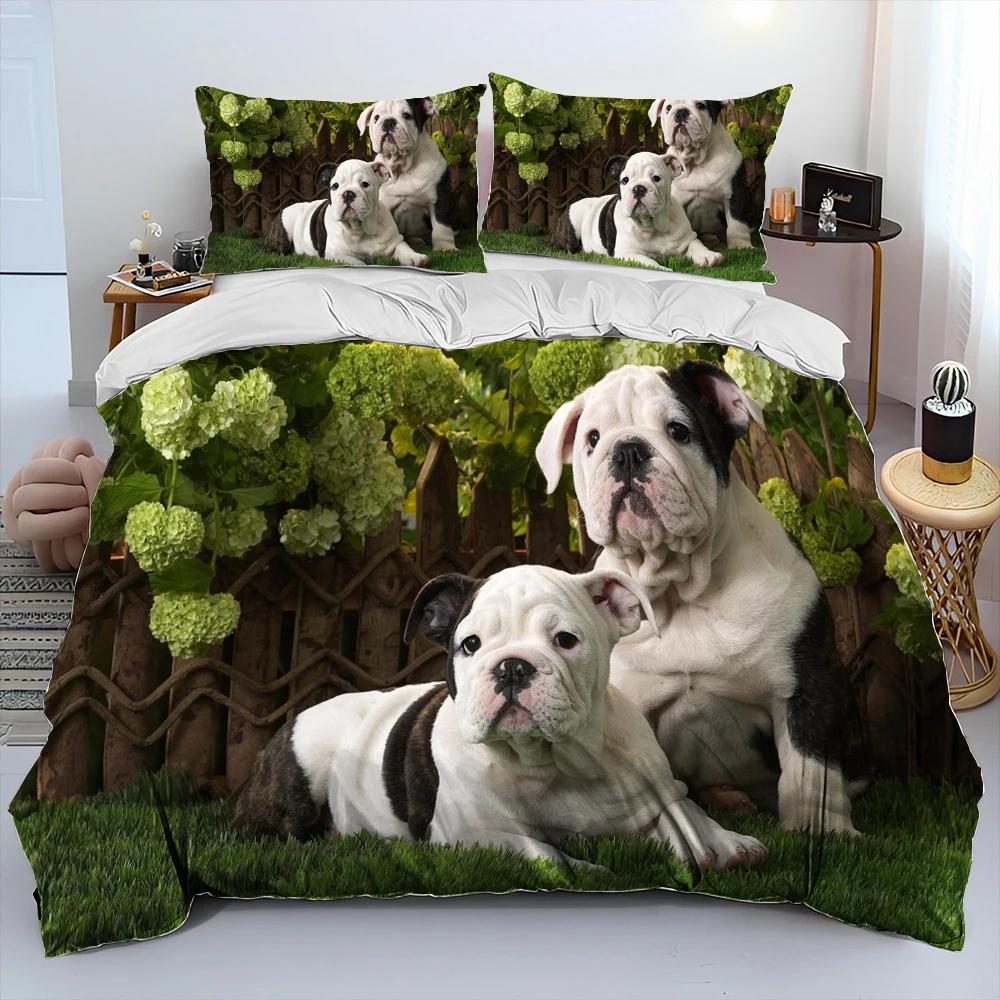 Kreskówkowy pies pitbull, zestaw pościeli z kołdrą, poszwa na kołdrę, poszewka na poduszkę, zestaw pościeli w rozmiarze king, queen dla dorosłych i dzieci