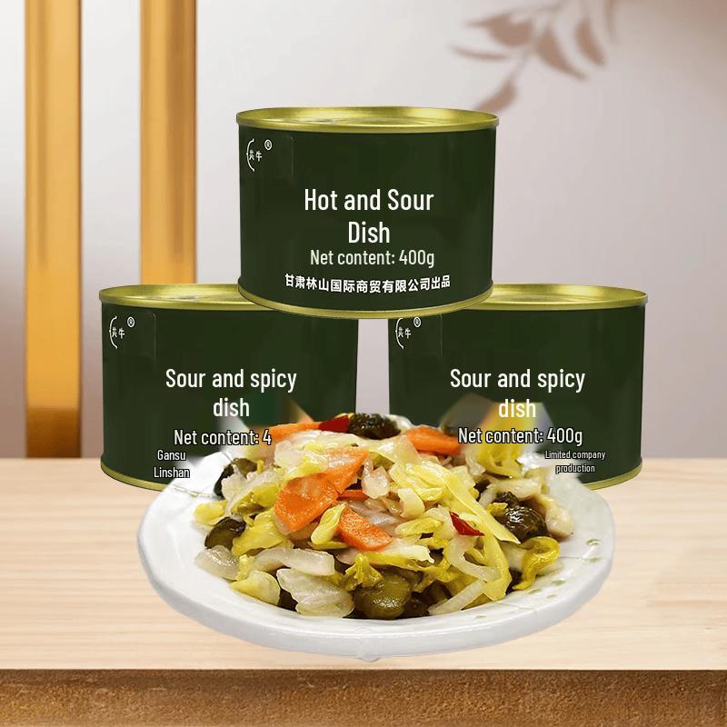 Lingxiang Spicy & Sour Vegetable Cans (400g, 24-Pack)
