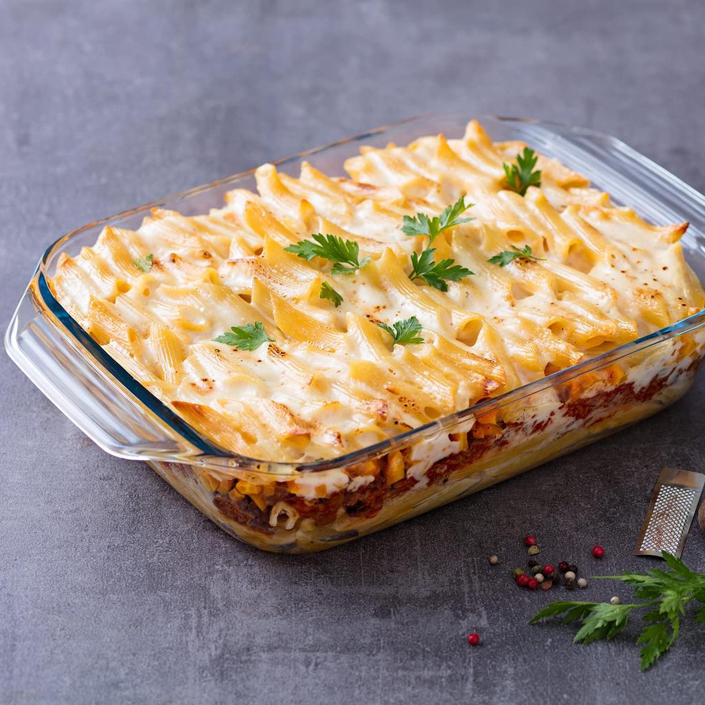 Synergy Trading Pyrex Heat-Resistant Glass Rectangle Container, 0.7L, Roaster, Gratin Dish, Quiche, Oven, and Microwave Safe