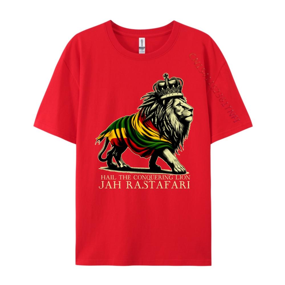 Hail The Lion Of Judah Reggae Rastafari Jah Jah Bless Rasta Graphic Tees Men Limited Time Special Valentine's Day Tshirts