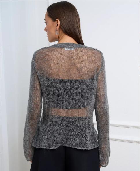 Loose Long Sleeve Hollow Thin Knitted Sun  Blouse Top For Women
