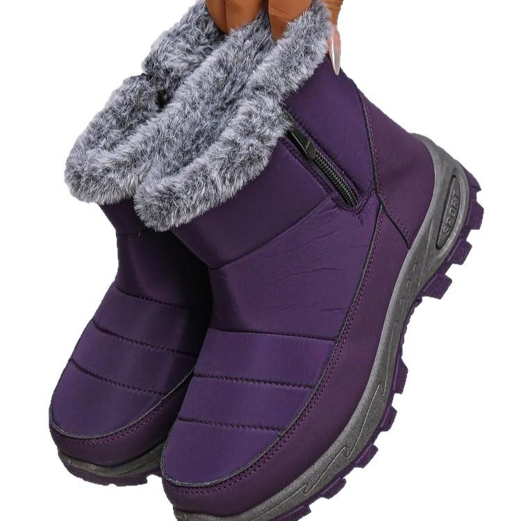 Large Size Winter Warm Women's Snow Boots Women's Short Boots Side Zipper Waterproof Cotton Boots Casual Women's Shoes Non-slip