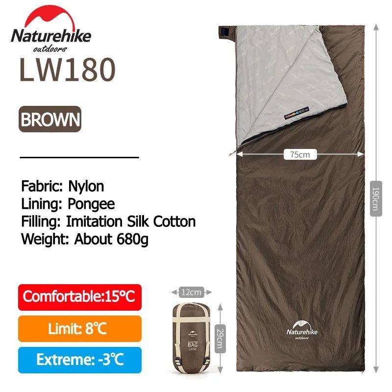 Naturehike Mini Sleeping Bag Outdoor Waterproof Sleeping Bag Portable Camping Sleeping Bag Splicable Cotton Sleeping Bag Brown-Standard