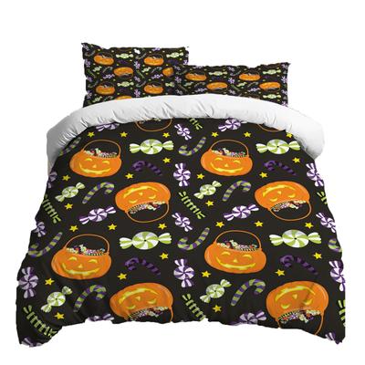 Halloween Three-piece Bedding Set Quilt Cover Pillowcase Brushed Fabric Thickened