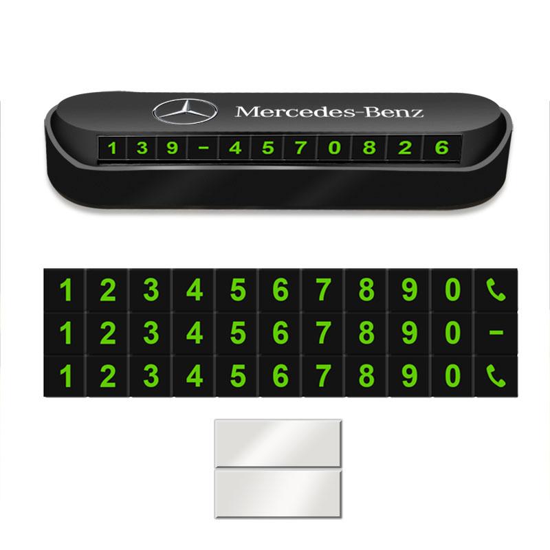 1Pcs Car Temporary Parking Card Phone Number Card Plate Sticker Mercedes Benz AMG C E S GLE CLC Class W204 W203 W205 W124 W221 W213 W212
