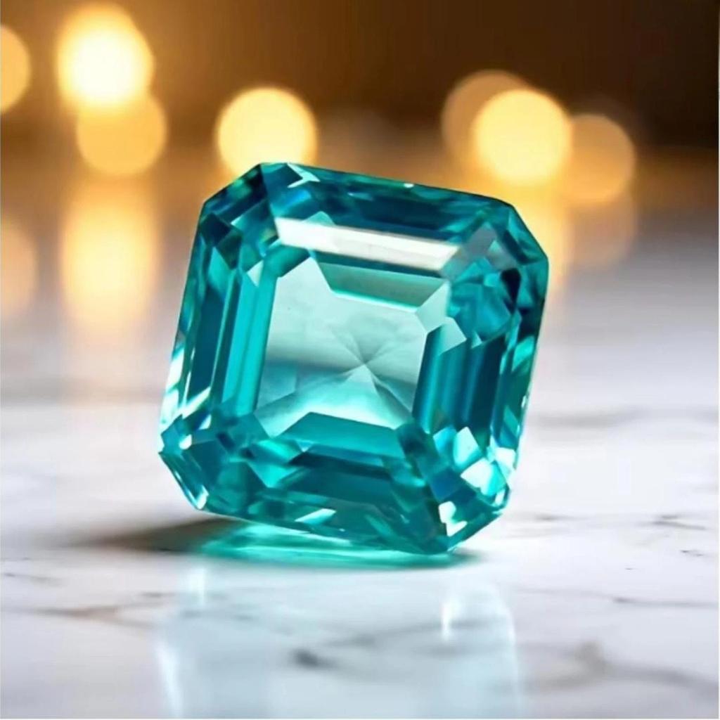8 Ct Natural Paraiba Tourmaline Neon Blue Asscher Cut Loose Gemstone