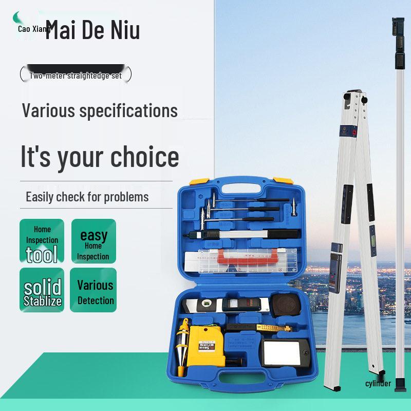 2m Folding High-Precision Spirit Level with Digital Display, Aluminum Alloy. No