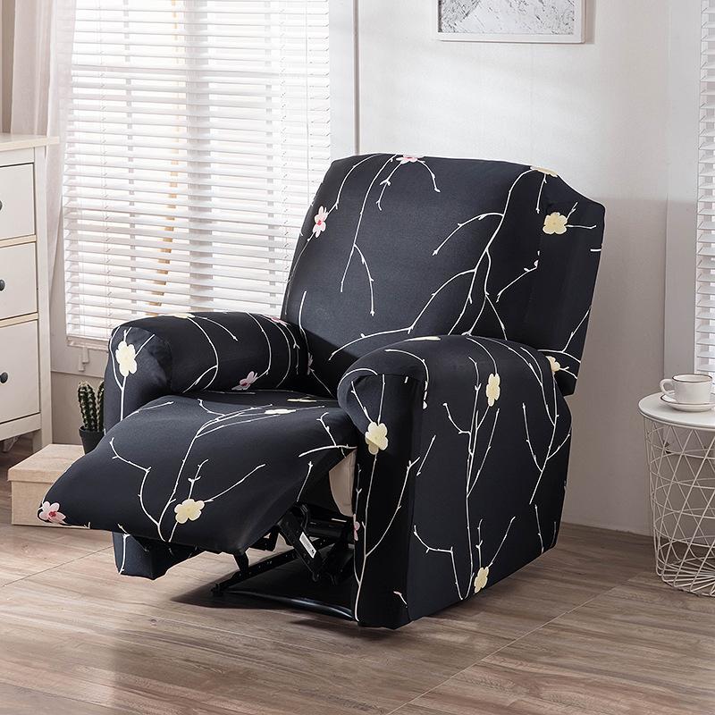 4pc/set Milk Silk Stretch Recliner Sofa Covers Printed Elastic Armchair Chair Slipcovers for Living Room Furniture Protector