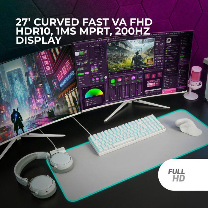 Écran gaming incurvé - mars gaming - mv-27c - 27 pouces - 200hz - hdr10 - 1ms