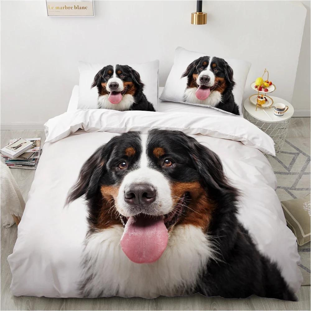 Luxury 3D Pet Dog Printed Bedding Set Single and Double Queen King Size Double Bed Duvet Cover Comfortable Pillowcase/duvet Cover Teen Gift