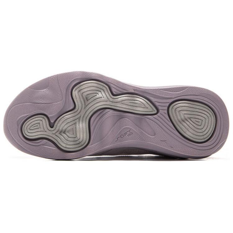 Li Ning Soft Go 2 Retro Versatile Fashion Classic Shock Absorption Non-Slip Wear-Resistant Low-Top Casual Shoes Women Sneakers Purple Gray AGLV006-11