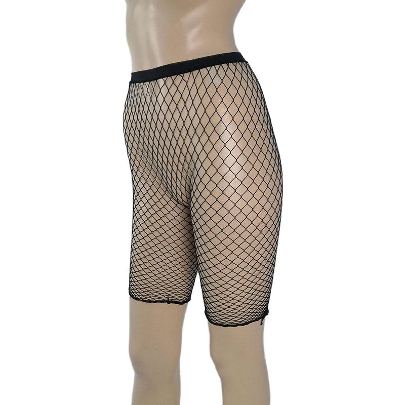 Fischernetz Biker-Shorts für Damen Elastischer Bund Durchsichtiges Netz Radfahren Stretch Halbe Strumpfhosen Schwarz Rot Weiß Weight 45-75kg gray